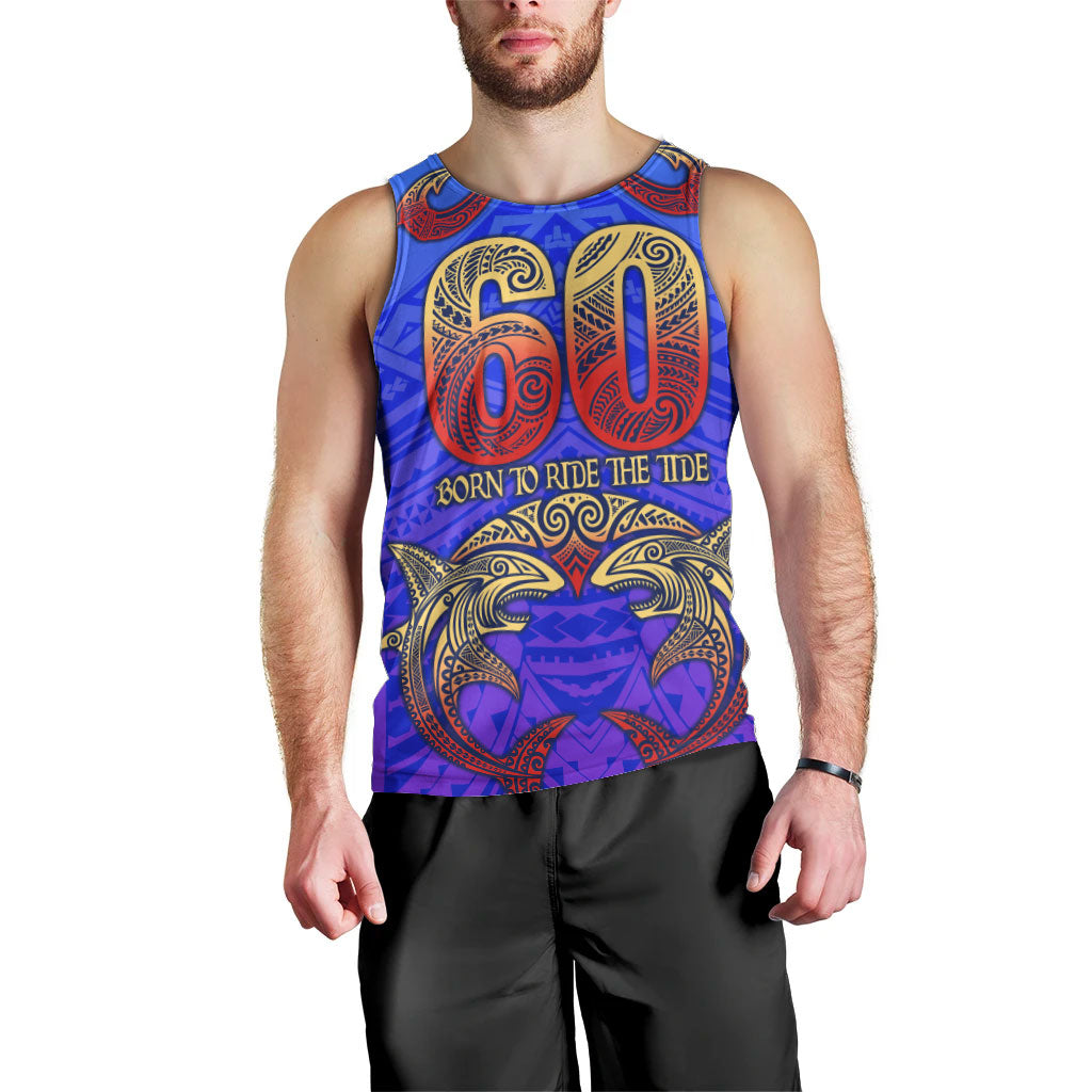 Personalized Polynesian 60th Birthday Men Tank Top Polynesian Tribal Art Vintage Ocean Pattern