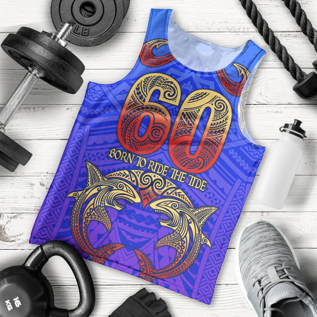 Personalized Polynesian 60th Birthday Men Tank Top Polynesian Tribal Art Vintage Ocean Pattern
