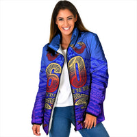 Personalized Polynesian 60th Birthday Padded Jacket Polynesian Tribal Art Vintage Ocean Pattern