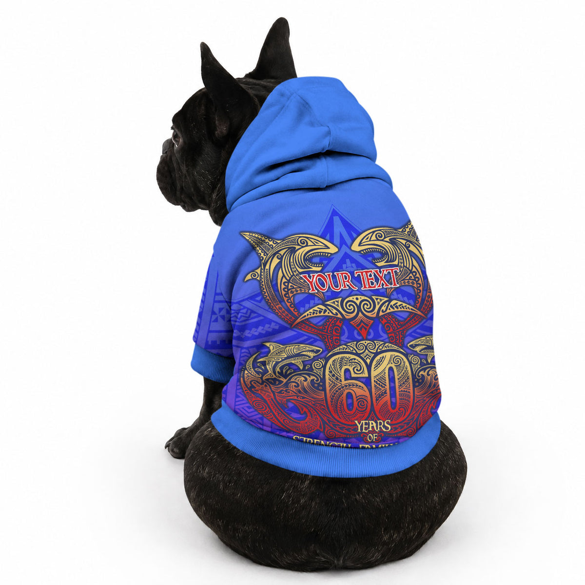 Personalized Polynesian 60th Birthday Pet Hoodie Polynesian Tribal Art Vintage Ocean Pattern