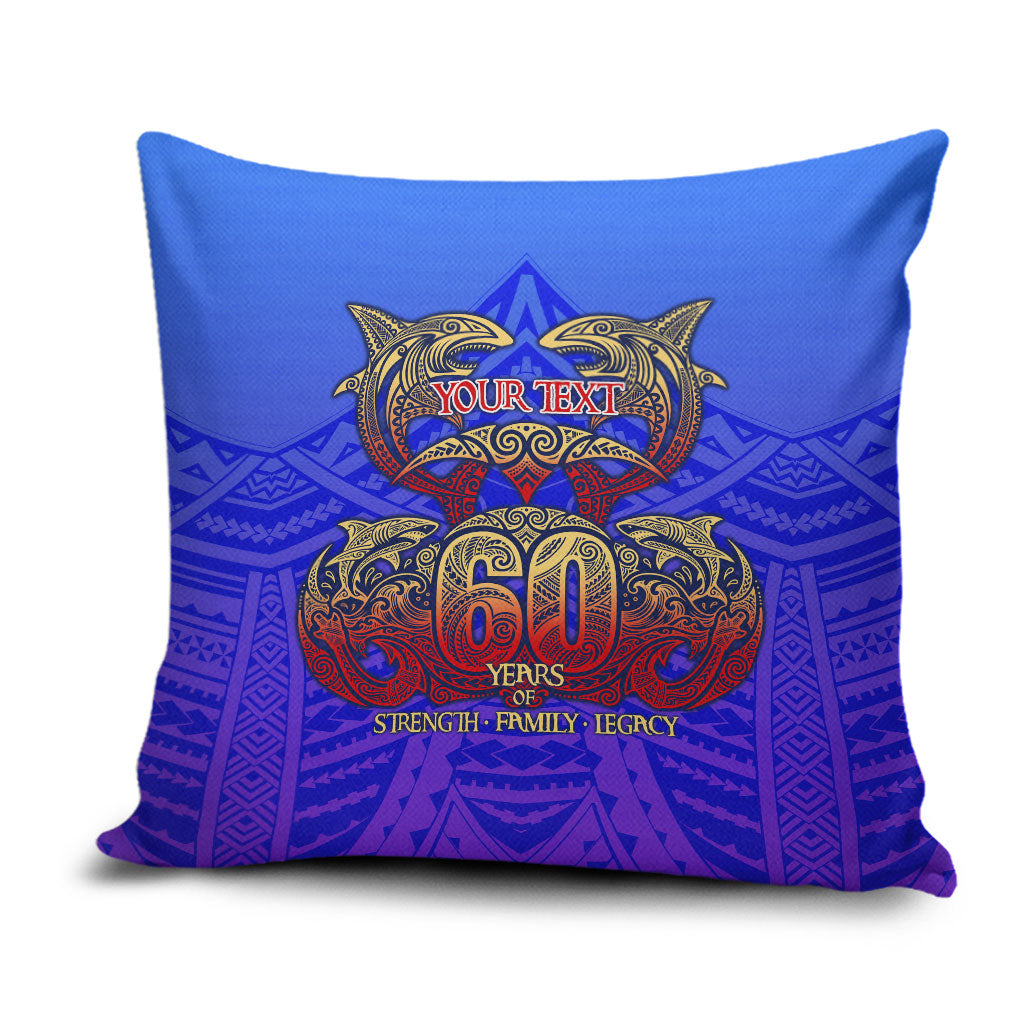Personalized Polynesian 60th Birthday Pillow Cover Polynesian Tribal Art Vintage Ocean Pattern