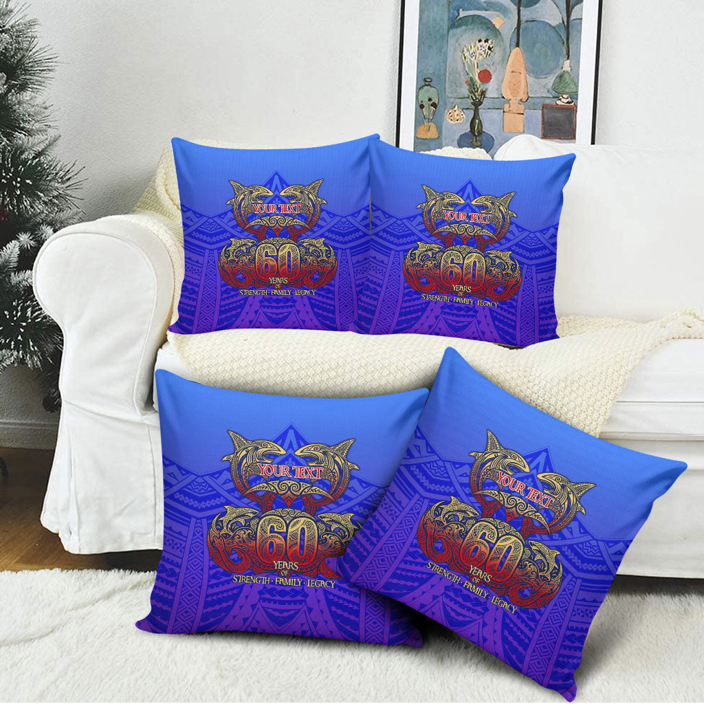 Personalized Polynesian 60th Birthday Pillow Cover Polynesian Tribal Art Vintage Ocean Pattern