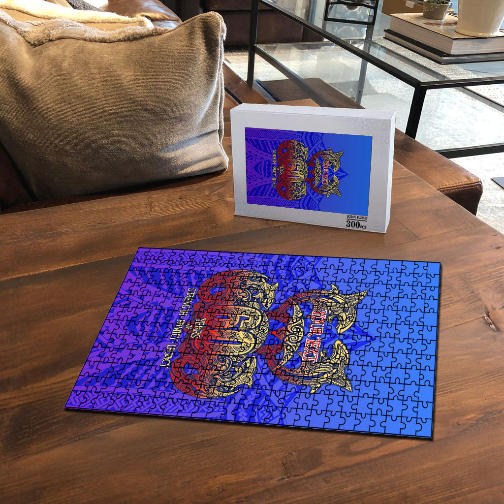 Personalized Polynesian 60th Birthday Puzzle Polynesian Tribal Art Vintage Ocean Pattern
