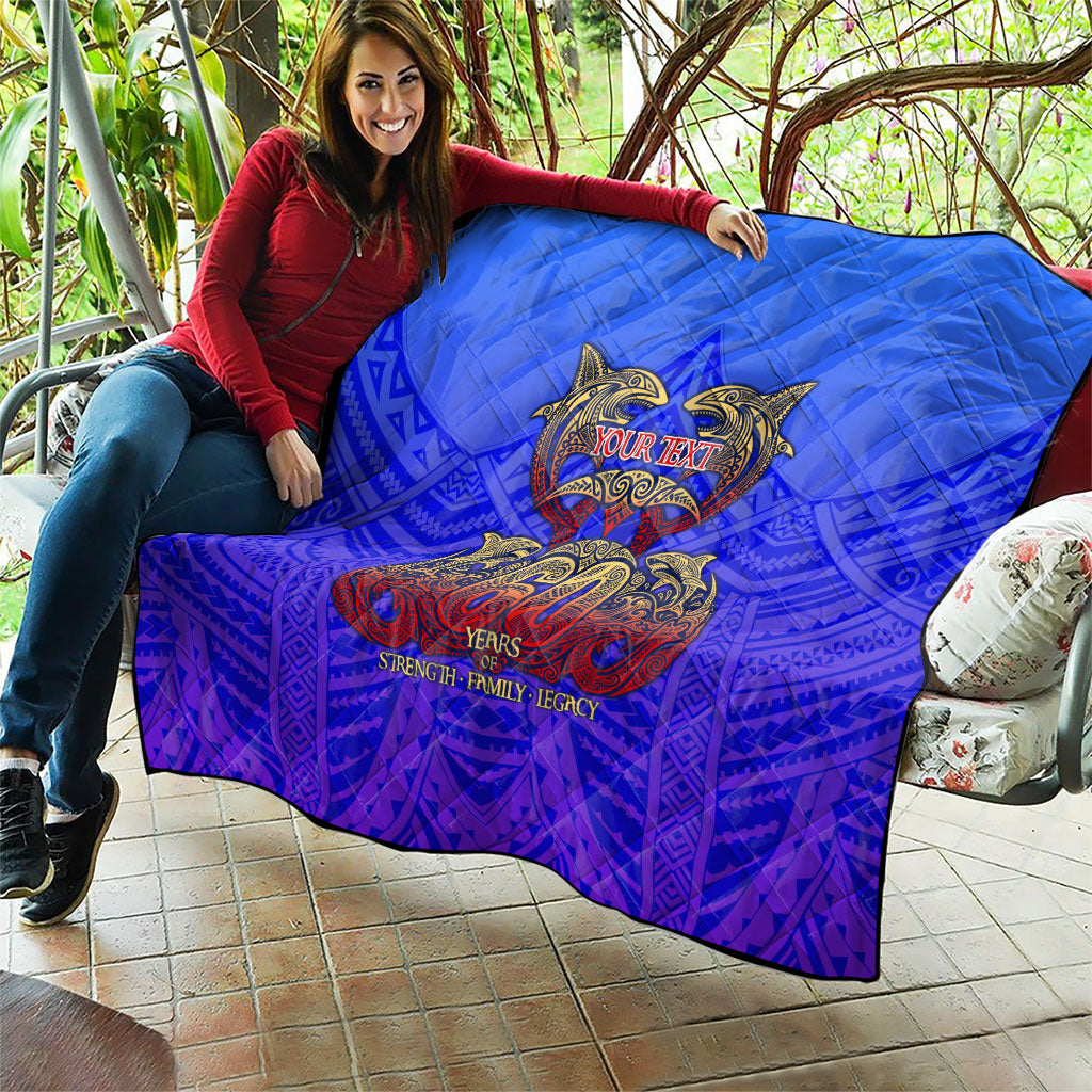 Personalized Polynesian 60th Birthday Quilt Polynesian Tribal Art Vintage Ocean Pattern