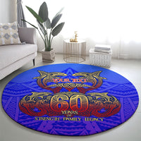 Personalized Polynesian 60th Birthday Round Carpet Polynesian Tribal Art Vintage Ocean Pattern