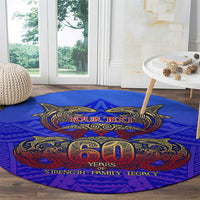 Personalized Polynesian 60th Birthday Round Carpet Polynesian Tribal Art Vintage Ocean Pattern