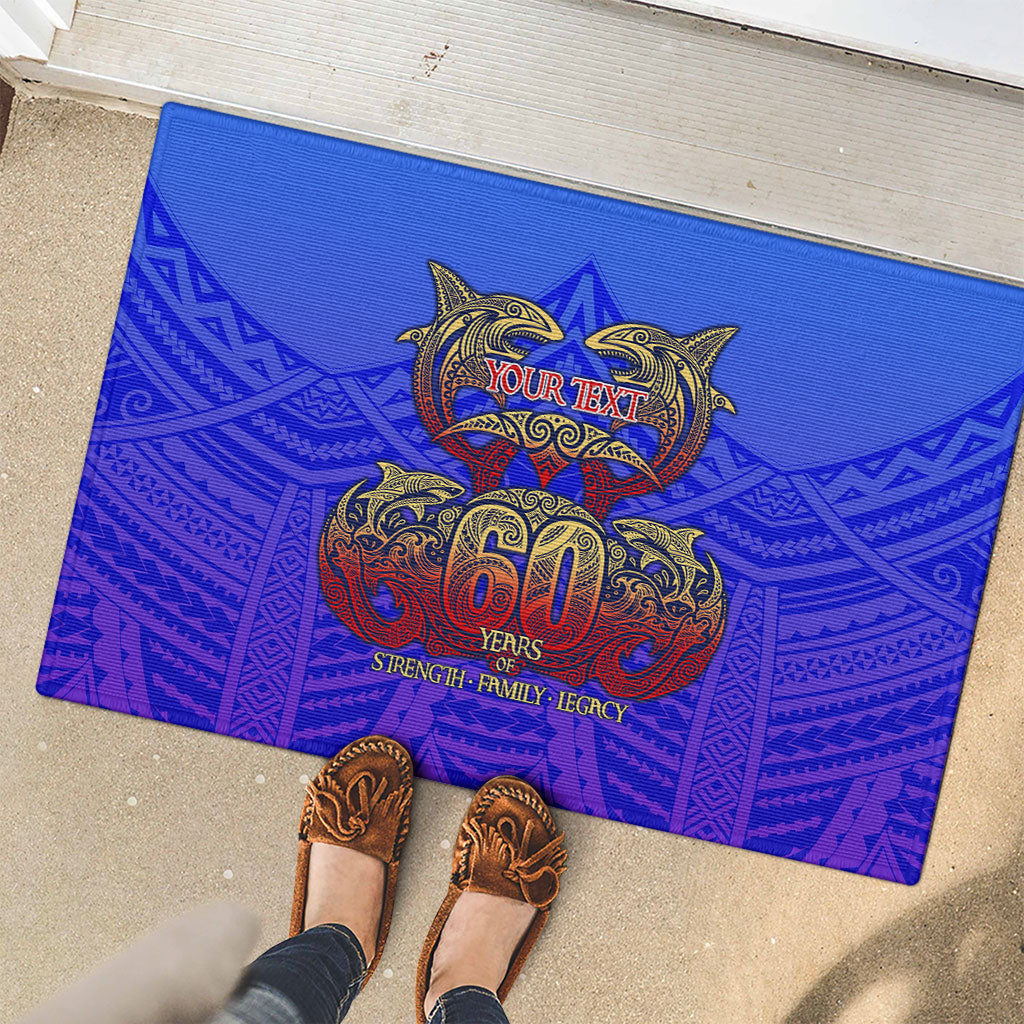 Personalized Polynesian 60th Birthday Rubber Doormat Polynesian Tribal Art Vintage Ocean Pattern TS04 - Polynesian Pride