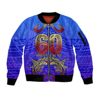 Personalized Polynesian 60th Birthday Sleeve Zip Bomber Jacket Polynesian Tribal Art Vintage Ocean Pattern