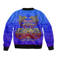 Personalized Polynesian 60th Birthday Sleeve Zip Bomber Jacket Polynesian Tribal Art Vintage Ocean Pattern