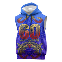 Personalized Polynesian 60th Birthday Sleeveless Hoodie Polynesian Tribal Art Vintage Ocean Pattern TS04 Blue Yellow - Polynesian Pride