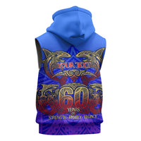Personalized Polynesian 60th Birthday Sleeveless Hoodie Polynesian Tribal Art Vintage Ocean Pattern TS04 - Polynesian Pride