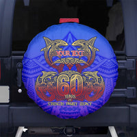 Personalized Polynesian 60th Birthday Spare Tire Cover Polynesian Tribal Art Vintage Ocean Pattern TS04 No hole Blue Yellow - Polynesian Pride