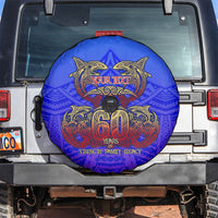Personalized Polynesian 60th Birthday Spare Tire Cover Polynesian Tribal Art Vintage Ocean Pattern TS04 Blue Yellow - Polynesian Pride