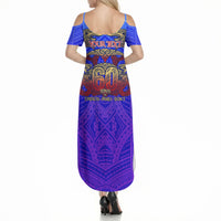 Personalized Polynesian 60th Birthday Summer Maxi Dress Polynesian Tribal Art Vintage Ocean Pattern TS04 - Polynesian Pride