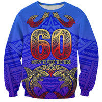 Personalized Polynesian 60th Birthday Sweatshirt Polynesian Tribal Art Vintage Ocean Pattern