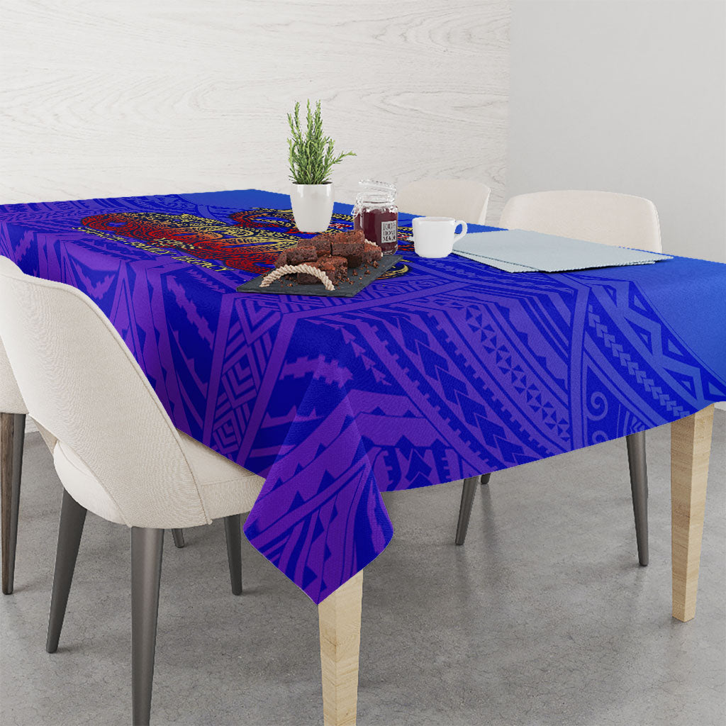 Personalized Polynesian 60th Birthday Tablecloth Polynesian Tribal Art Vintage Ocean Pattern TS04 - Polynesian Pride