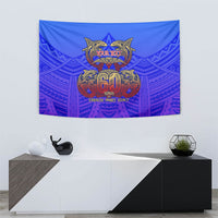 Personalized Polynesian 60th Birthday Tapestry Polynesian Tribal Art Vintage Ocean Pattern