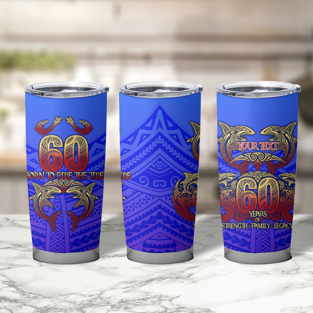 Personalized Polynesian 60th Birthday Tumbler Cup Polynesian Tribal Art Vintage Ocean Pattern TS04 - Polynesian Pride