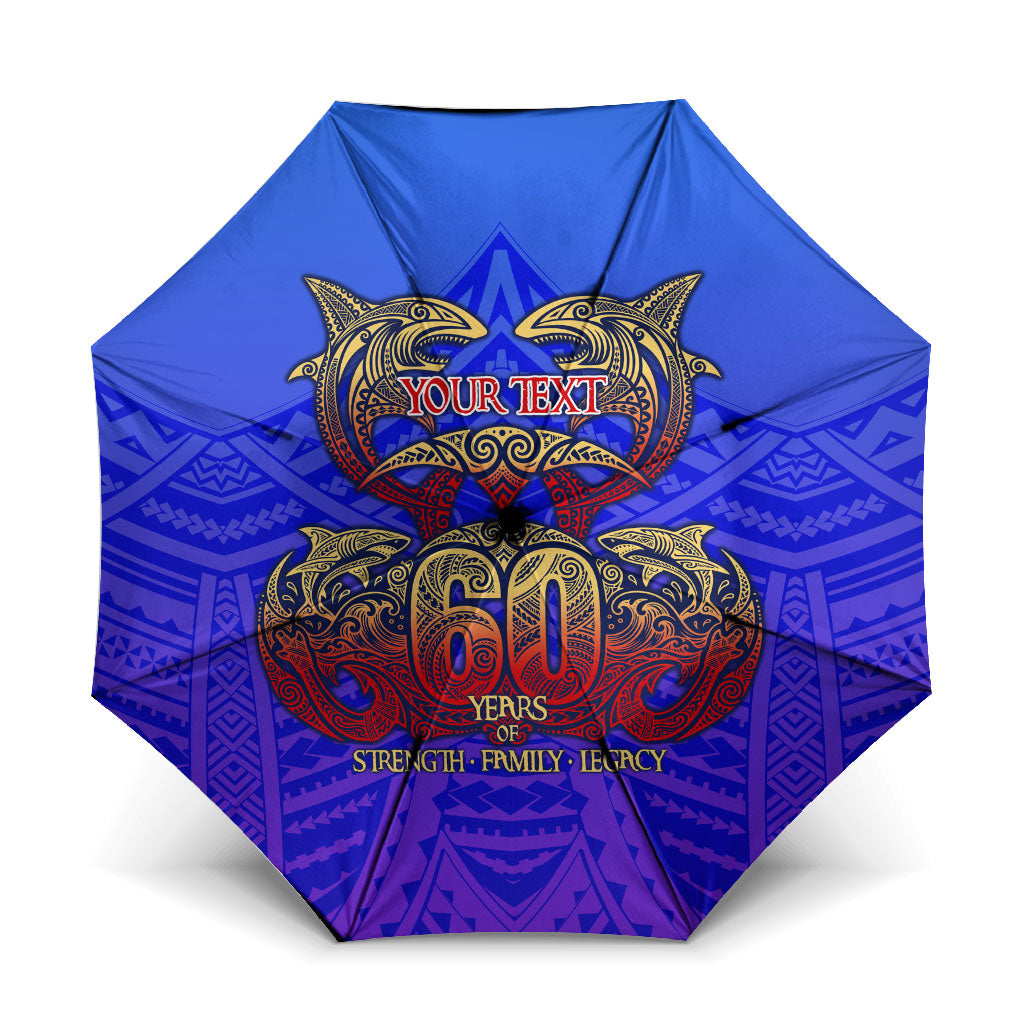 Personalized Polynesian 60th Birthday Umbrella Polynesian Tribal Art Vintage Ocean Pattern