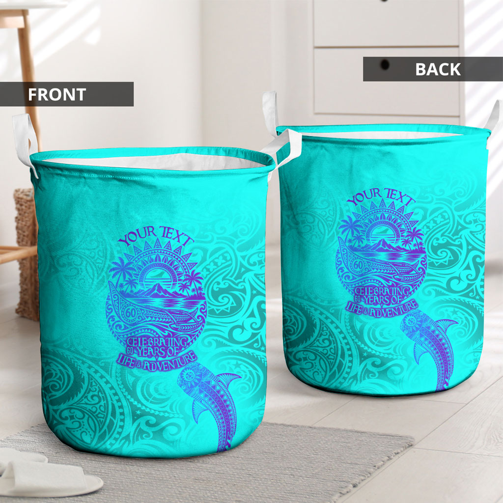 Personalized Polynesian 60th Birthday Island Life Since 1966 Laundry Basket Vibrant Tribal Tattoo Ocean Sunset Pattern TS04 - Polynesian Pride