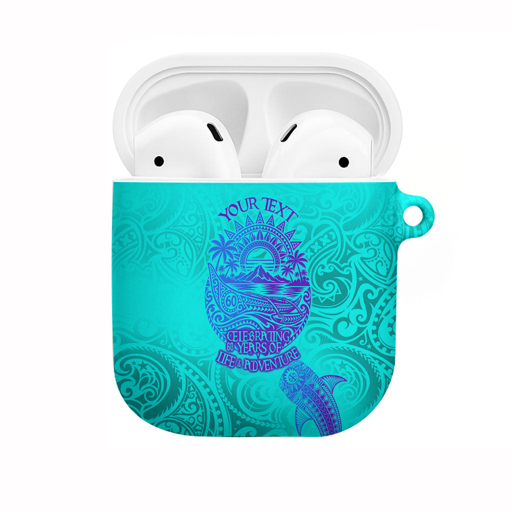 Personalized Polynesian 60th Birthday Island Life Since 1966 AirPods Case Vibrant Tribal Tattoo Ocean Sunset Pattern