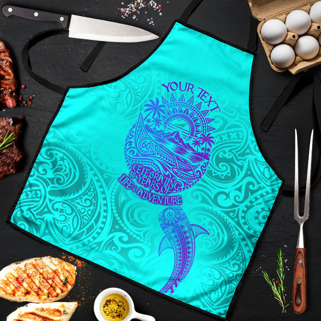 Personalized Polynesian 60th Birthday Island Life Since 1966 Apron Vibrant Tribal Tattoo Ocean Sunset Pattern TS04 Blue Purple - Polynesian Pride