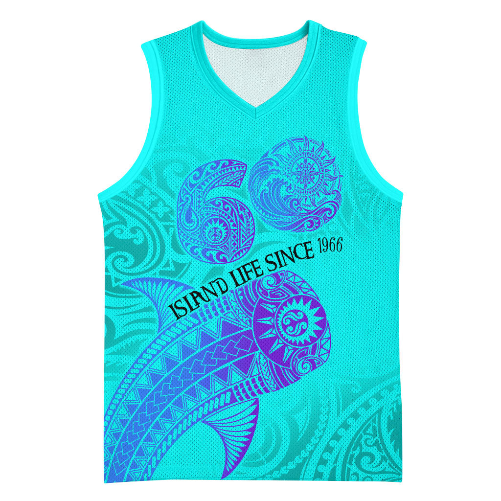 Personalized Polynesian 60th Birthday Island Life Since 1966 Basketball Jersey Vibrant Tribal Tattoo Ocean Sunset Pattern TS04 Unisex Blue Purple - Polynesian Pride