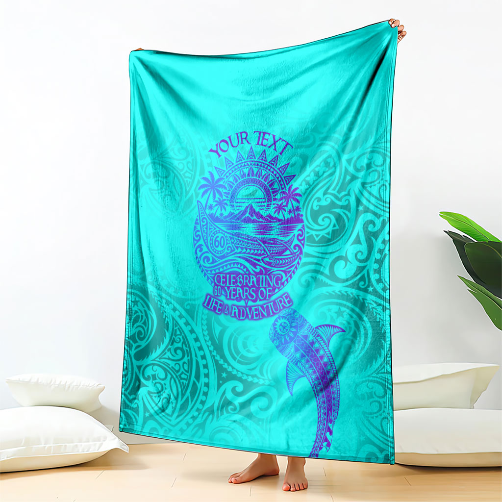 Personalized Polynesian 60th Birthday Island Life Since 1966 Blanket Vibrant Tribal Tattoo Ocean Sunset Pattern