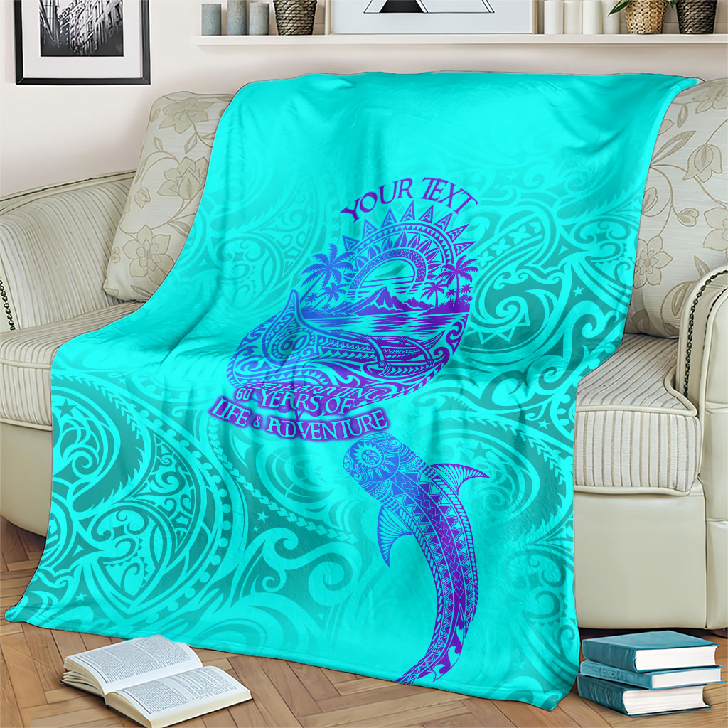 Personalized Polynesian 60th Birthday Island Life Since 1966 Blanket Vibrant Tribal Tattoo Ocean Sunset Pattern