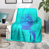 Personalized Polynesian 60th Birthday Island Life Since 1966 Blanket Vibrant Tribal Tattoo Ocean Sunset Pattern