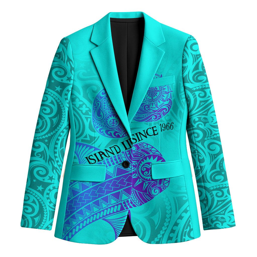 Personalized Polynesian 60th Birthday Island Life Since 1966 Blazer Vibrant Tribal Tattoo Ocean Sunset Pattern TS04 Unisex Blue Purple - Polynesian Pride