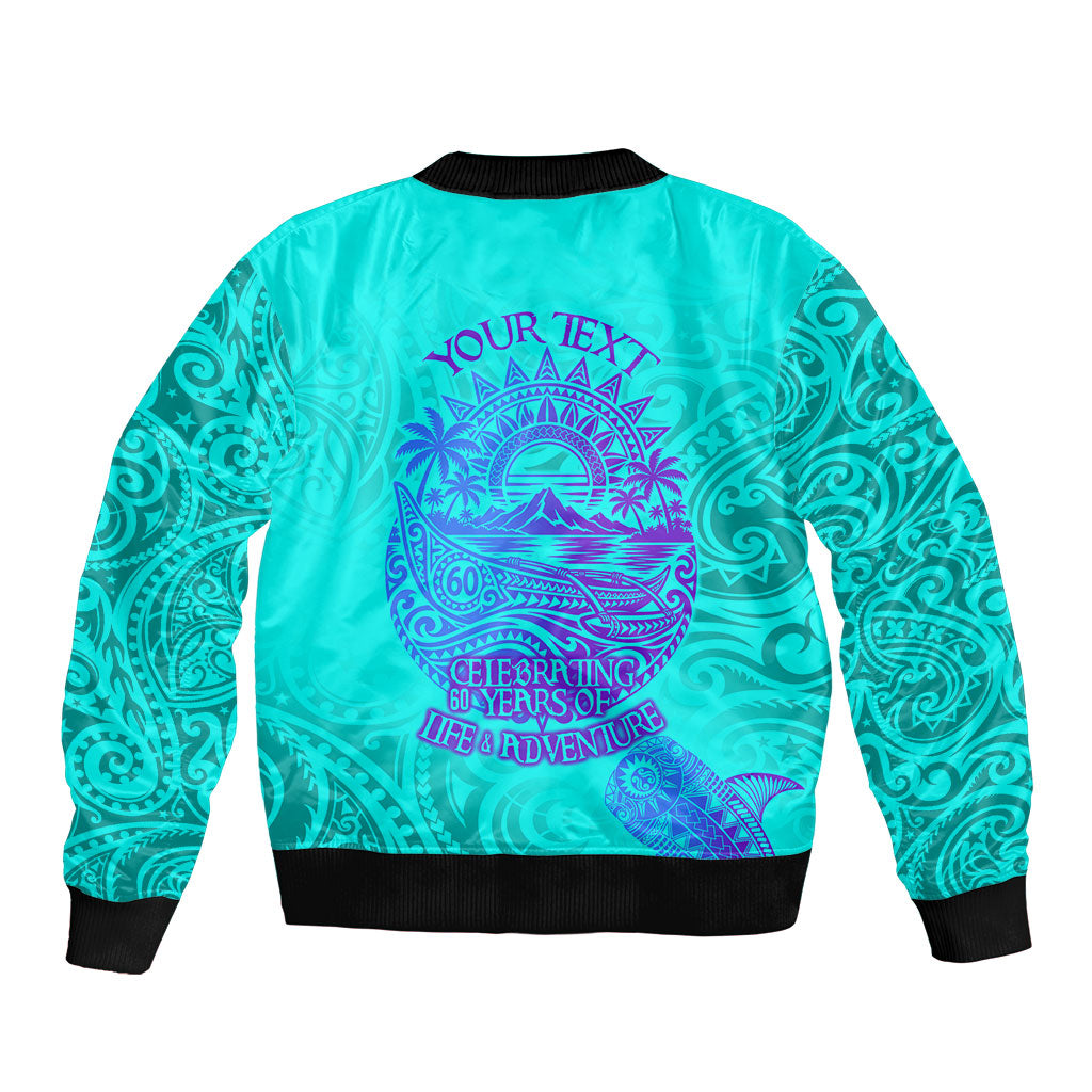 Personalized Polynesian 60th Birthday Island Life Since 1966 Bomber Jacket Vibrant Tribal Tattoo Ocean Sunset Pattern TS04 - Polynesian Pride