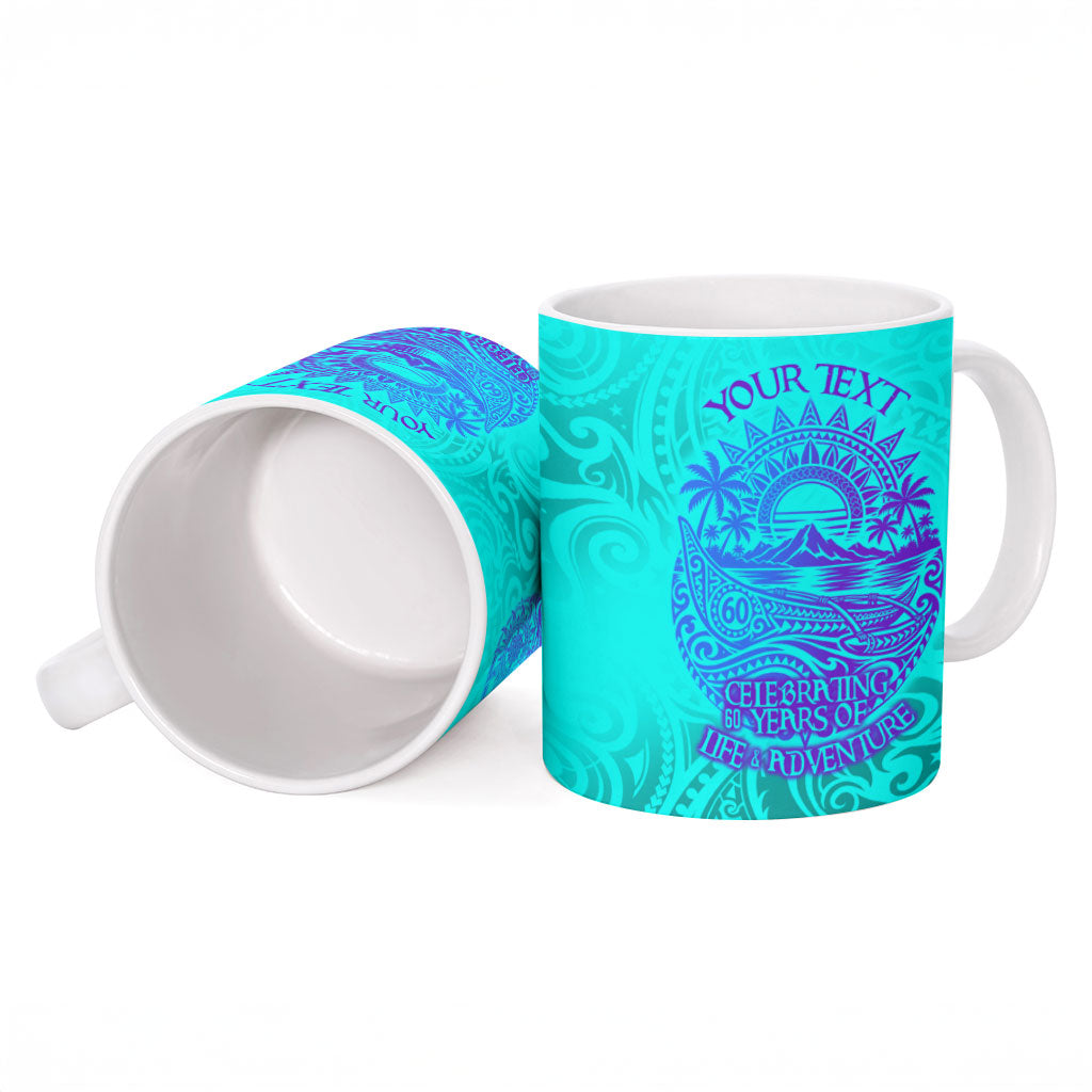 Personalized Polynesian 60th Birthday Island Life Since 1966 Ceramic Mug Vibrant Tribal Tattoo Ocean Sunset Pattern TS04 - Polynesian Pride