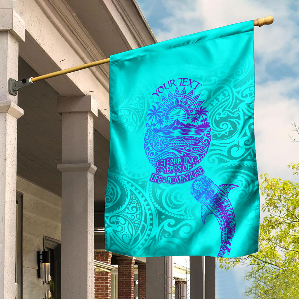 Personalized Polynesian 60th Birthday Island Life Since 1966 Garden Flag Vibrant Tribal Tattoo Ocean Sunset Pattern TS04 House Flag Blue Purple - Polynesian Pride