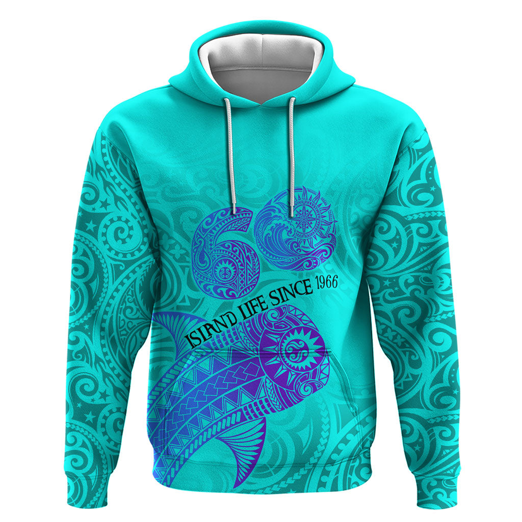 Personalized Polynesian 60th Birthday Island Life Since 1966 Hoodie Vibrant Tribal Tattoo Ocean Sunset Pattern TS04 Pullover Hoodie Blue Purple - Polynesian Pride