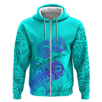 Personalized Polynesian 60th Birthday Island Life Since 1966 Hoodie Vibrant Tribal Tattoo Ocean Sunset Pattern TS04 Zip Hoodie Blue Purple - Polynesian Pride