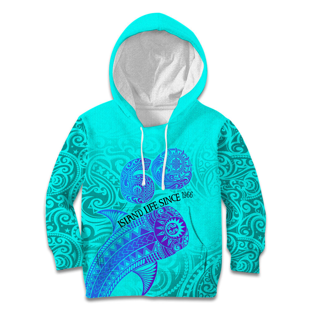 Personalized Polynesian 60th Birthday Island Life Since 1966 Kid Hoodie Vibrant Tribal Tattoo Ocean Sunset Pattern TS04 Hoodie Blue Purple - Polynesian Pride