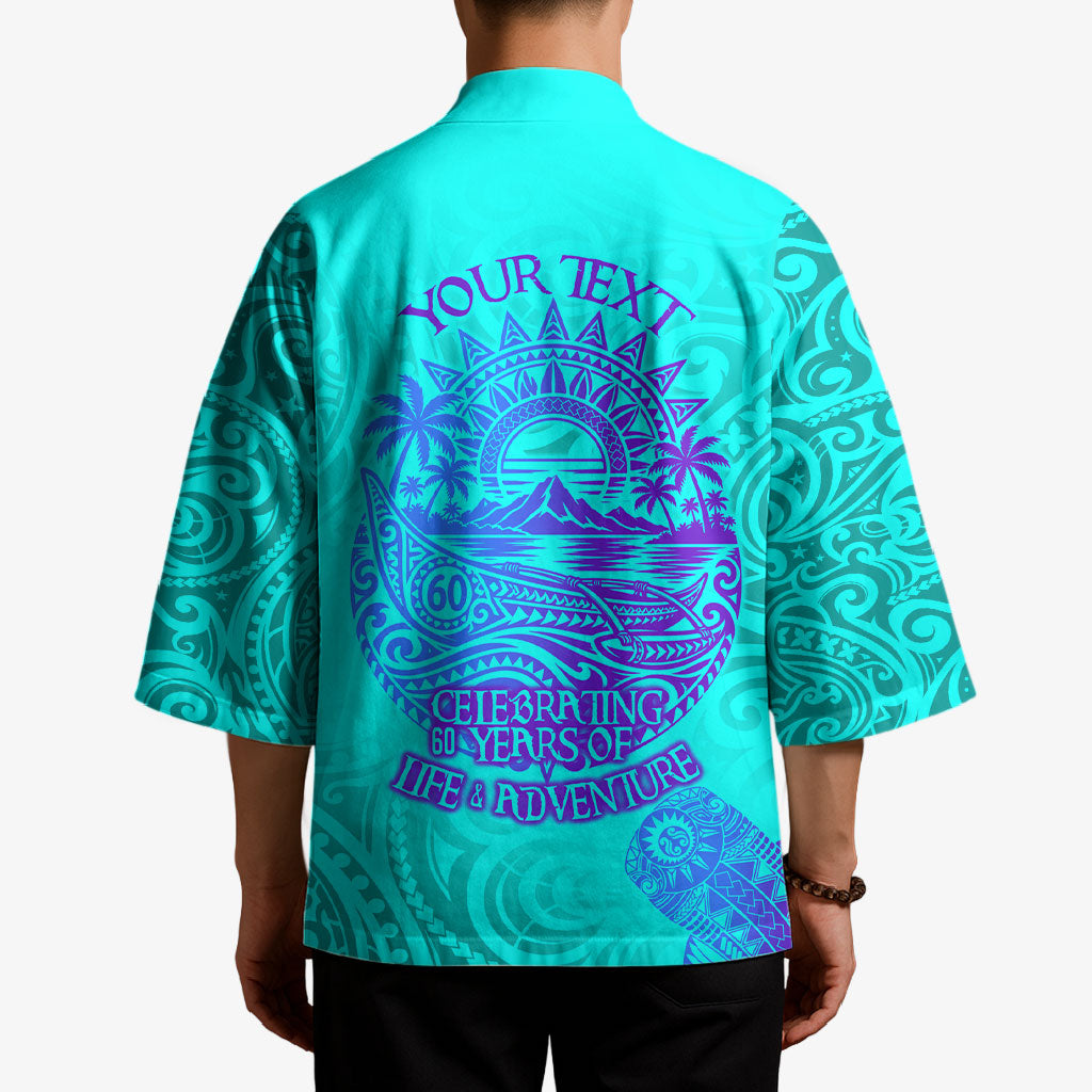 Personalized Polynesian 60th Birthday Island Life Since 1966 Kimono Vibrant Tribal Tattoo Ocean Sunset Pattern TS04 - Polynesian Pride
