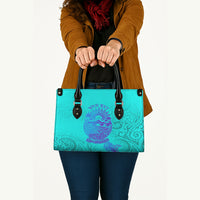 Personalized Polynesian 60th Birthday Island Life Since 1966 Leather Bag Vibrant Tribal Tattoo Ocean Sunset Pattern