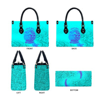 Personalized Polynesian 60th Birthday Island Life Since 1966 Leather Bag Vibrant Tribal Tattoo Ocean Sunset Pattern