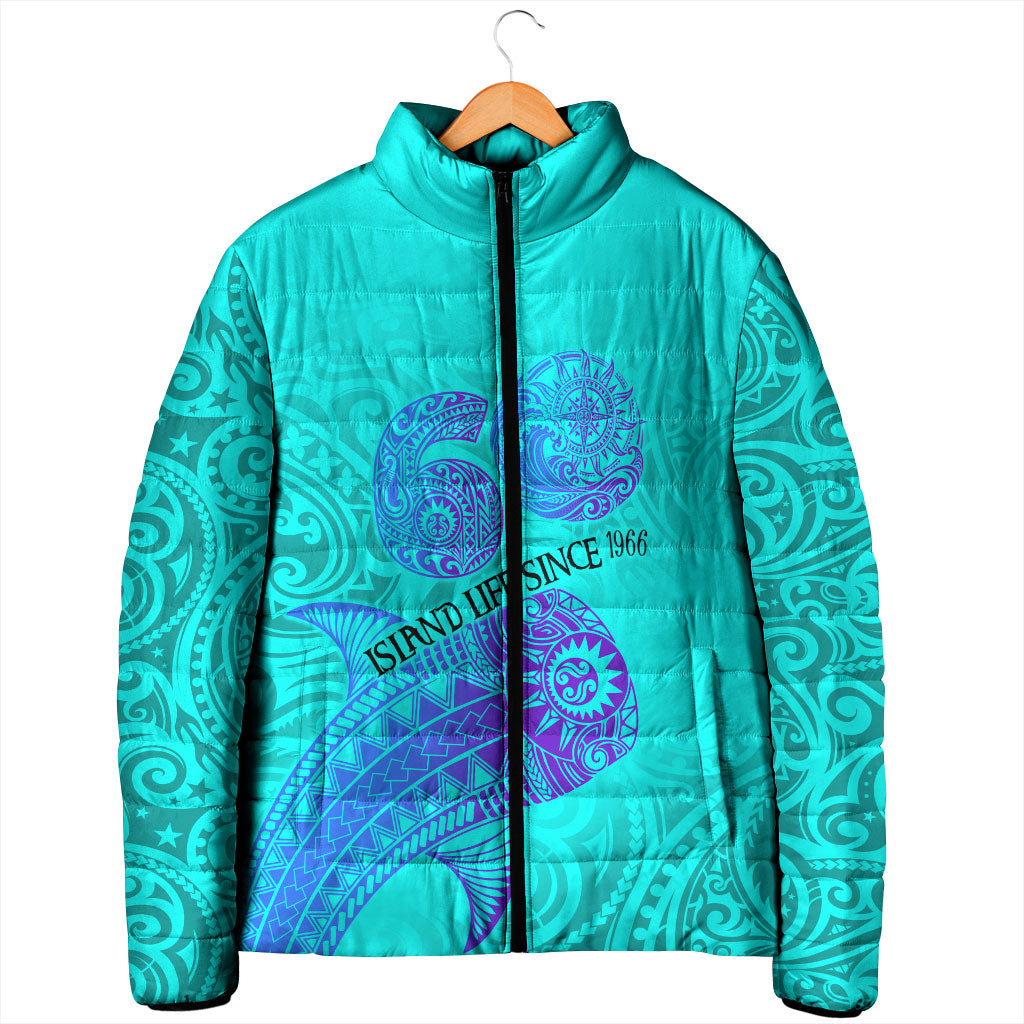 Personalized Polynesian 60th Birthday Island Life Since 1966 Padded Jacket Vibrant Tribal Tattoo Ocean Sunset Pattern