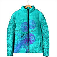 Personalized Polynesian 60th Birthday Island Life Since 1966 Padded Jacket Vibrant Tribal Tattoo Ocean Sunset Pattern