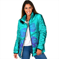Personalized Polynesian 60th Birthday Island Life Since 1966 Padded Jacket Vibrant Tribal Tattoo Ocean Sunset Pattern