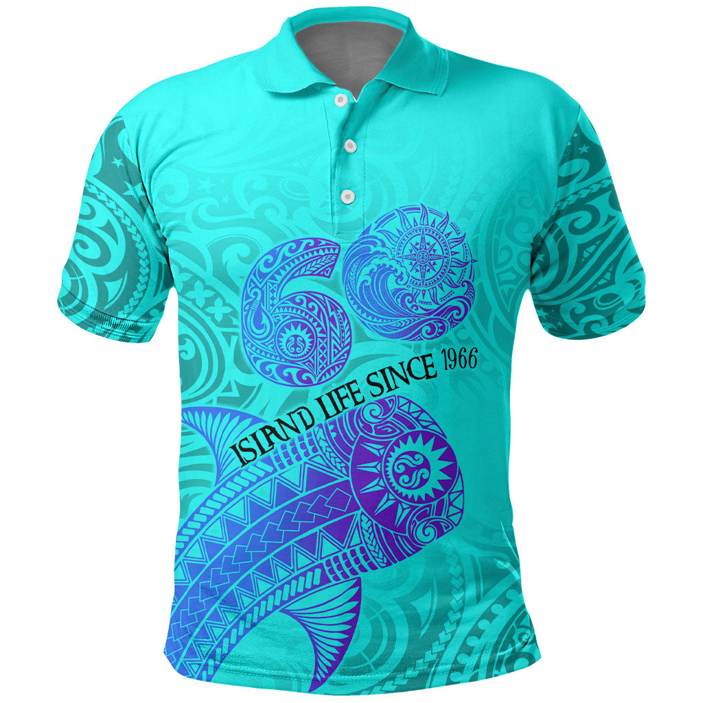 Personalized Polynesian 60th Birthday Island Life Since 1966 Polo Shirt Vibrant Tribal Tattoo Ocean Sunset Pattern TS04 Blue Purple - Polynesian Pride