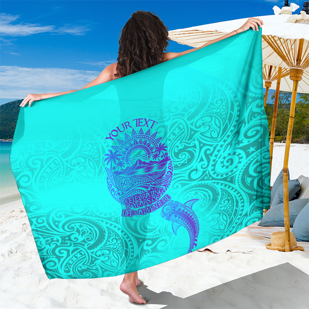 Personalized Polynesian 60th Birthday Island Life Since 1966 Sarong Vibrant Tribal Tattoo Ocean Sunset Pattern TS04 One Size 44 x 66 inches Blue Purple - Polynesian Pride