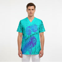 Personalized Polynesian 60th Birthday Island Life Since 1966 Scrub Top Vibrant Tribal Tattoo Ocean Sunset Pattern TS04 - Polynesian Pride