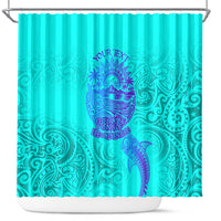 Personalized Polynesian 60th Birthday Island Life Since 1966 Shower Curtain Vibrant Tribal Tattoo Ocean Sunset Pattern TS04 Blue Purple - Polynesian Pride