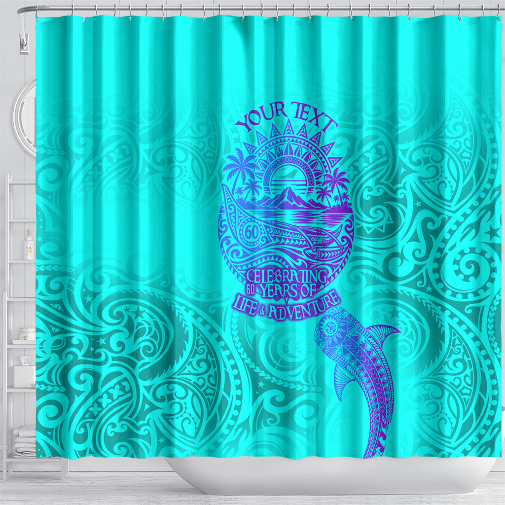Personalized Polynesian 60th Birthday Island Life Since 1966 Shower Curtain Vibrant Tribal Tattoo Ocean Sunset Pattern TS04 - Polynesian Pride