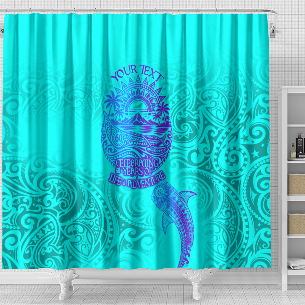 Personalized Polynesian 60th Birthday Island Life Since 1966 Shower Curtain Vibrant Tribal Tattoo Ocean Sunset Pattern TS04 - Polynesian Pride