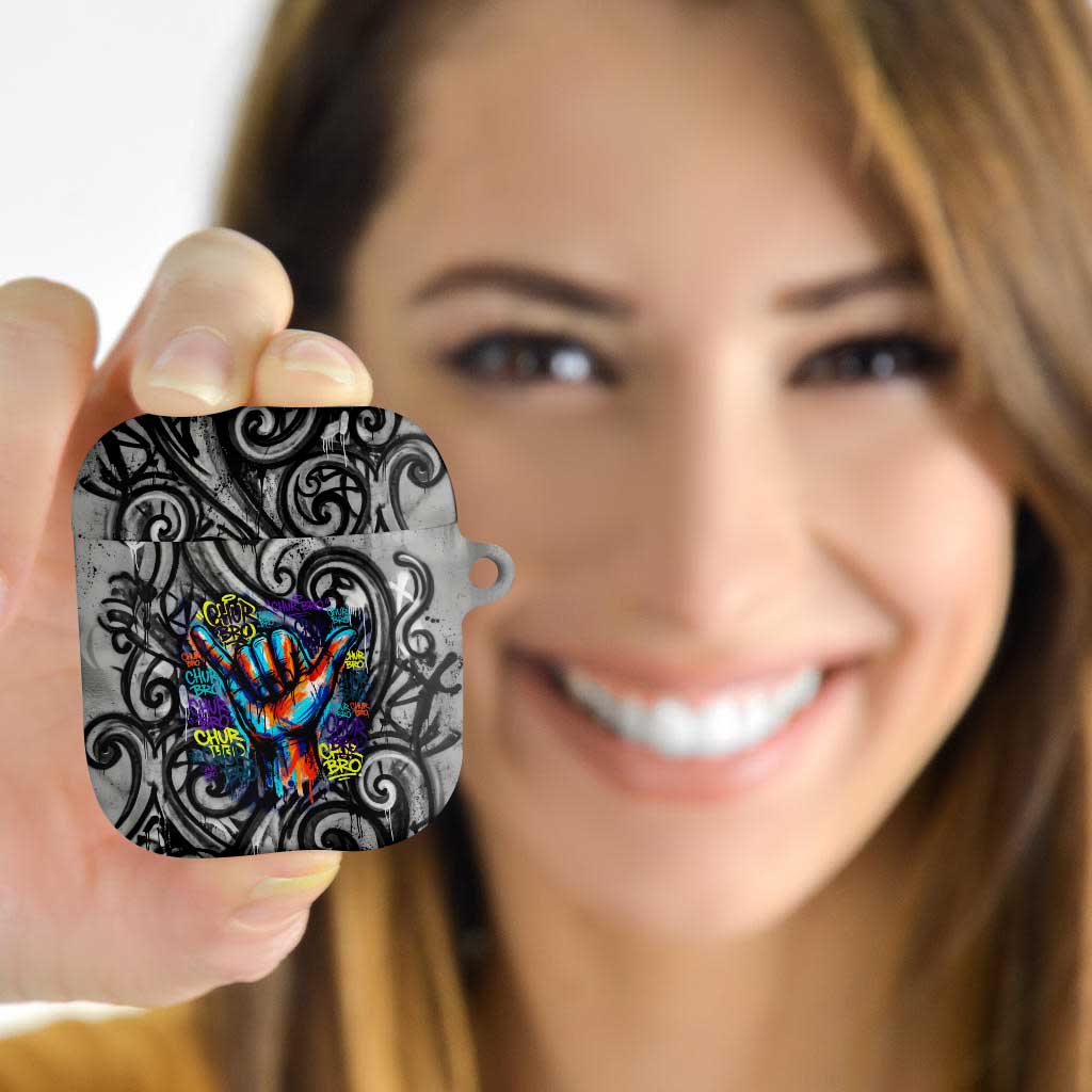 Chur Bro Shaka Sign AirPods Case New Zealand Koru Colorful Graffiti Splash